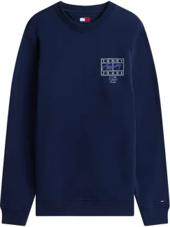 Sweat en coton marine à imprimé avec une coupe droite et un col rond