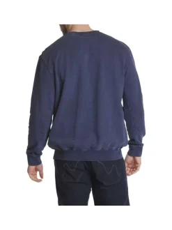 Sweat en coton marine uni avec une coupe droite et un col rond