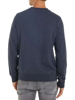 Sweat en coton marine uni avec une coupe droite et un col rond