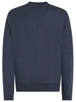 Sweat en coton marine uni avec une coupe droite et un col rond