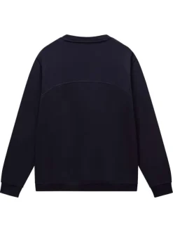 Sweat en coton marine uni à coupe droite avec logo iconique sur le cœur