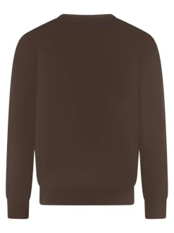 Sweat en coton marron uni avec une coupe droite et un col rond