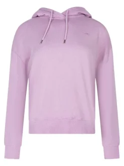 Sweat en coton mauve uni avec une coupe droite et un col à capuche