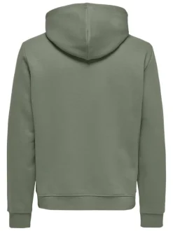 Sweat en coton mélangé ardoise uni droit à capuche avec poche kangourou