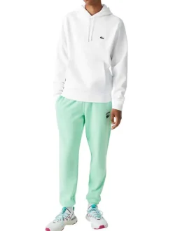 Sweat en coton mélangé blanc uni coupe droite avec un col à capuche