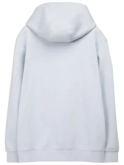 Sweat en coton mélangé bleu clair à coupe droite pourvu d'un col à capuche