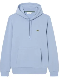 Sweat en coton mélangé bleu à coupe ajustée pourvu d'un col rond