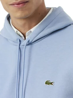 Sweat en coton mélangé bleu à coupe ajustée pourvu d'un col rond