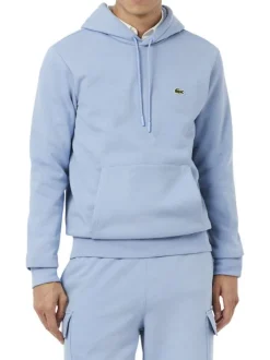 Sweat en coton mélangé bleu à coupe ajustée pourvu d'un col rond