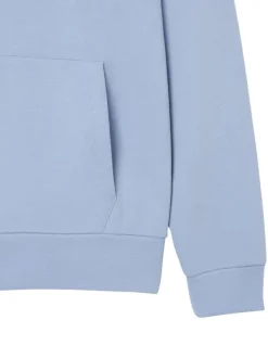 Sweat en coton mélangé bleu à coupe ajustée pourvu d'un col rond