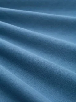 Sweat en coton mélangé bleu uni avec une coupe droite et un col rond