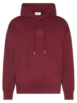 Sweat en coton mélangé bordeaux uni coupe ajustée col à capuche