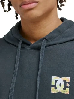 Sweat en coton mélangé gris foncé uni avec coupe droite et une capuche