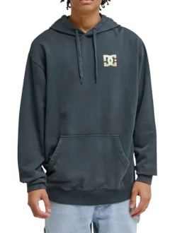 Sweat en coton mélangé gris foncé uni avec coupe droite et une capuche