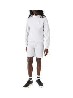 Sweat en coton mélangé gris uni avec une coupe droite et un col rond