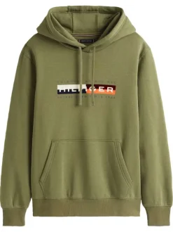Sweat en coton mélangé kaki fantaisie avec un col à capuche