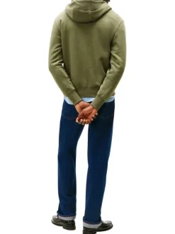 Sweat en coton mélangé kaki fantaisie avec un col à capuche