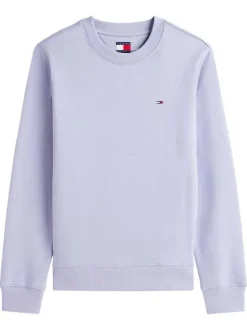 Sweat en coton mélangé lavande uni avec une coupe droite et un col rond