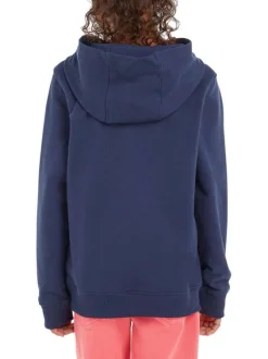 Sweat en coton mélangé marine avec logo brodé à la poitrine coupe droite