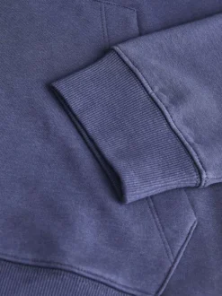 Sweat en coton mélangé marine avec logo rouge imprimé et un col à capuche