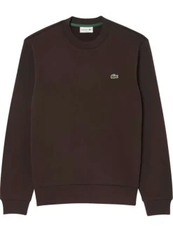 Sweat en coton mélangé marron avec un col rond et des manches longues