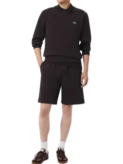 Sweat en coton mélangé marron à coupe ajustée pourvu d'un col rond