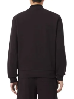 Sweat en coton mélangé marron à coupe ajustée pourvu d'un col rond