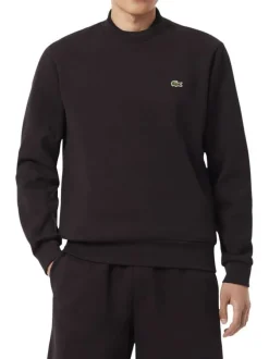 Sweat en coton mélangé marron à coupe ajustée pourvu d'un col rond
