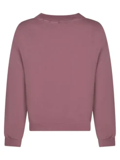 Sweat en coton mélangé mauve uni avec une coupe droite et un col v
