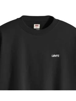 Sweat en coton mélangé noir uni avec nom de la marque brodé en blanc