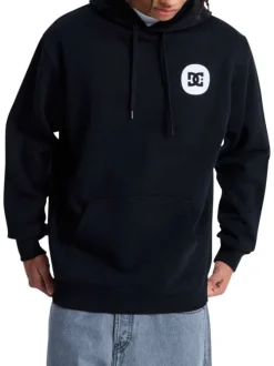 Sweat en coton mélangé noir uni avec une coupe droite et une capuche
