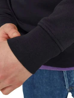 Sweat en coton mélangé noir uni coupe droite avec un col montant