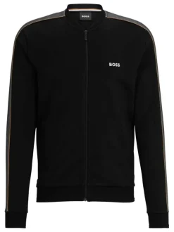 Sweat en coton mélangé noir uni coupe droite avec un col rond
