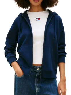 Sweat en coton mélangé nuit uni avec une coupe droite et un col à capuche