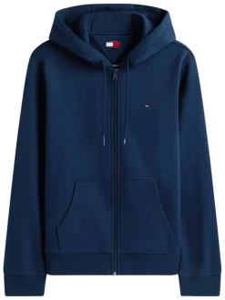 Sweat en coton mélangé nuit uni avec une coupe droite et un col à capuche
