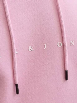 Sweat en coton mélangé rose à coupe droite pourvu d'un col à capuche