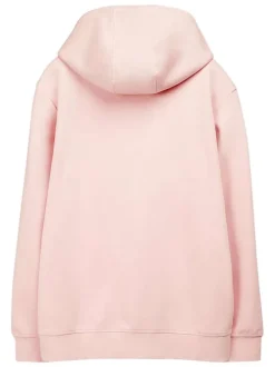 Sweat en coton mélangé rose à coupe droite pourvu d'un col à capuche