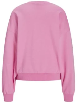 Sweat en coton mélangé rose imprimé à manches oversizes et à coupe droite