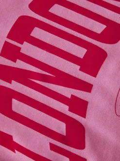 Sweat en coton mélangé rose imprimé à manches oversizes et à coupe droite