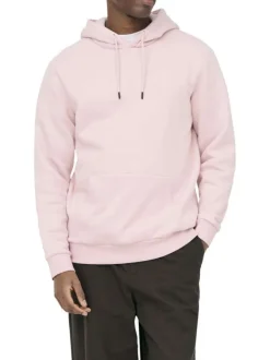 Sweat en coton mélangé rose uni pourvu de manches longues et d'une coupe droite