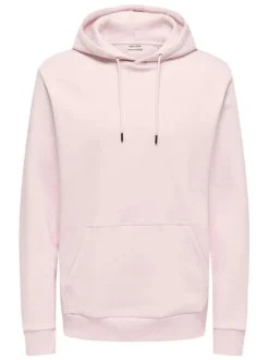Sweat en coton mélangé rose uni pourvu de manches longues et d'une coupe droite