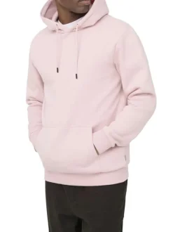 Sweat en coton mélangé rose uni pourvu de manches longues et d'une coupe droite