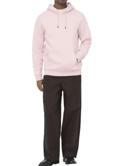 Sweat en coton mélangé rose uni pourvu de manches longues et d'une coupe droite