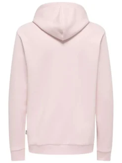 Sweat en coton mélangé rose uni pourvu de manches longues et d'une coupe droite