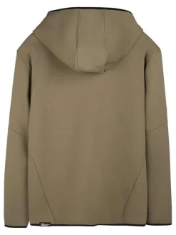 Sweat en coton mélangé taupe à coupe droite pourvu d'un col à capuche