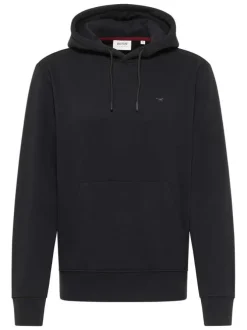 Sweat en coton noir avec un col à capuche et cordon de serrage
