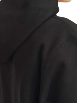 Sweat en coton noir à coupe droite pourvu d'un col à capuche