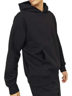 Sweat en coton noir à coupe droite pourvu d'un col à capuche
