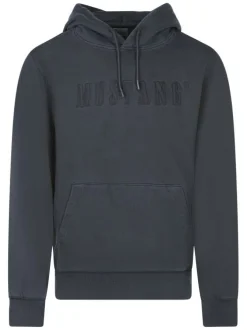 Sweat en coton noir uni avec une coupe droite et un col à capuche