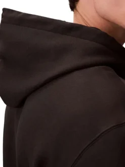 Sweat en coton noir uni avec une coupe droite et une capuche